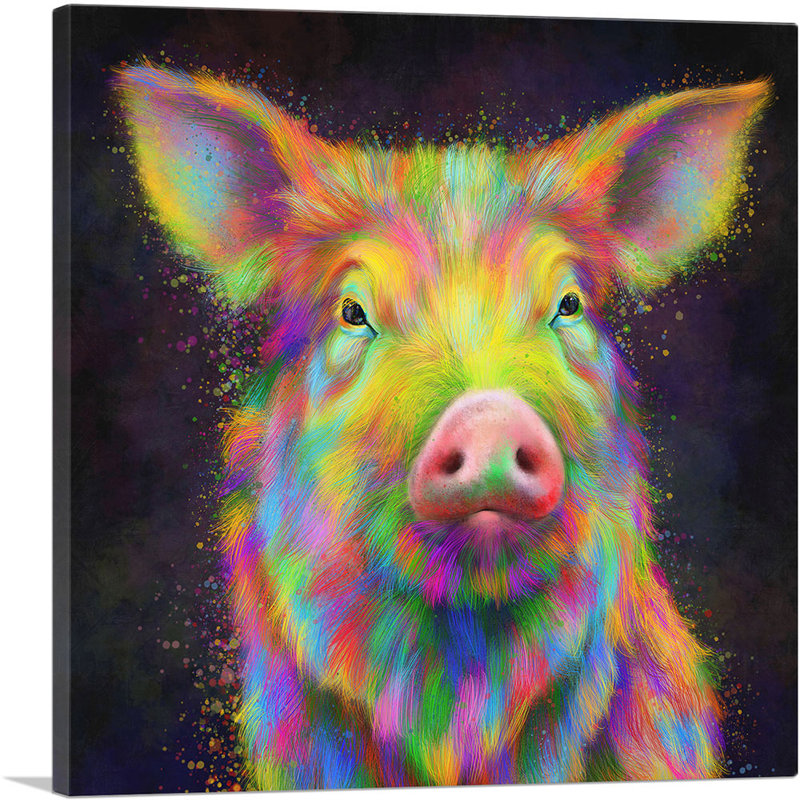 «Pig Farm Animal», impression sur toile tendue, H 36 po x l 36 po x 1,5 po