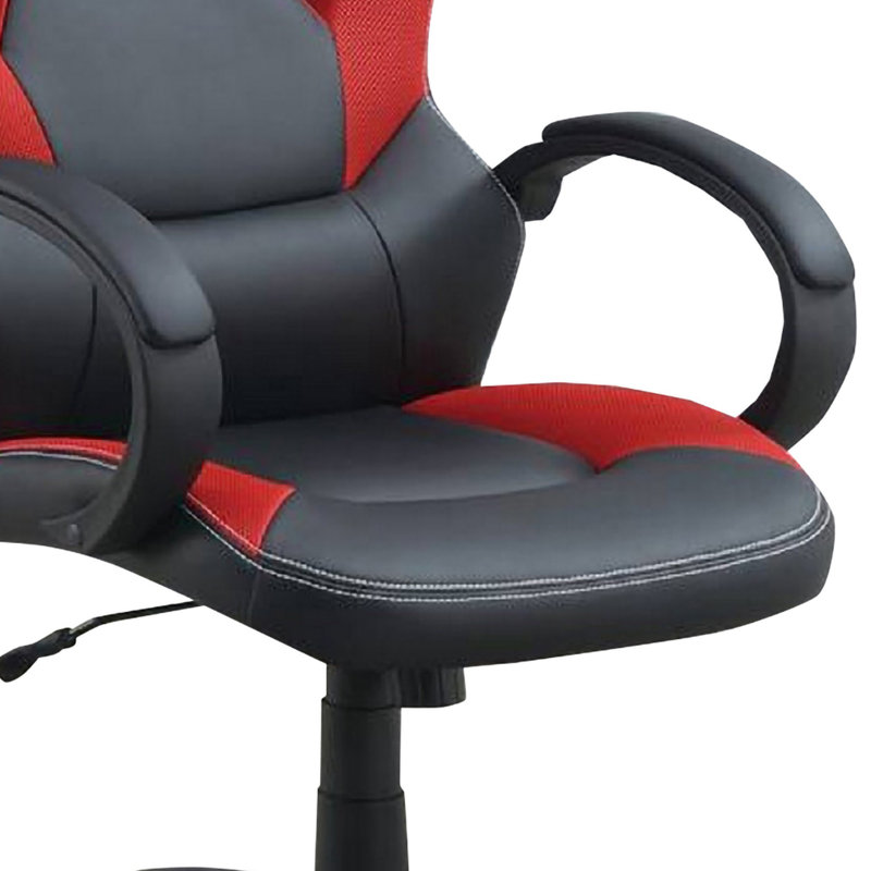 Chaise de travail en simili cuir Juliella, Noir / Rouge