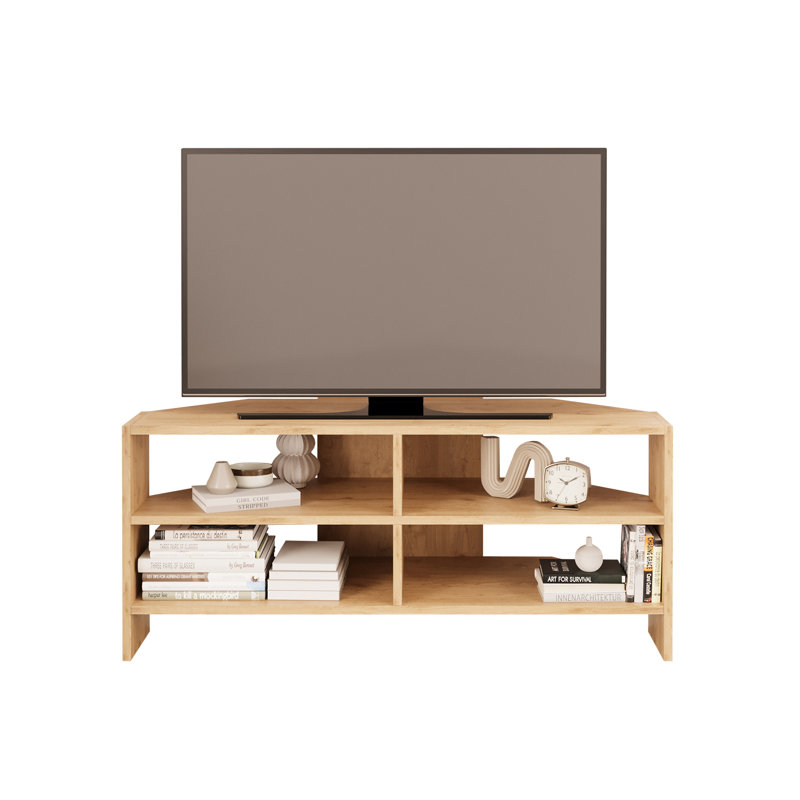 Roy Corner TV Unit for 43–48 Inch TVs, Modern Corner TV Stand Cabinet with Storage Shelves, Space Saving Media Console for Living Room, Compact Television Stand with 6 Colour Options