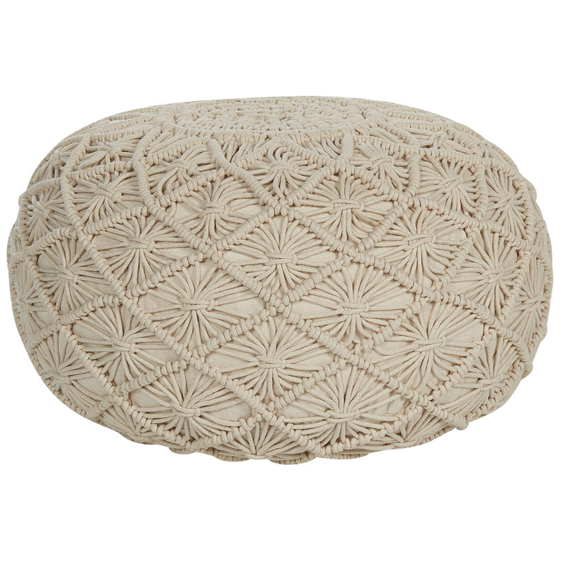 Gerasim 50cm Wide Round Pouffe Ottoman, Beige