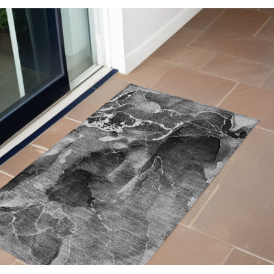 Tapis extérieur antidérapant lavable et antidérapant noir et blanc 2 pi x 3 pi