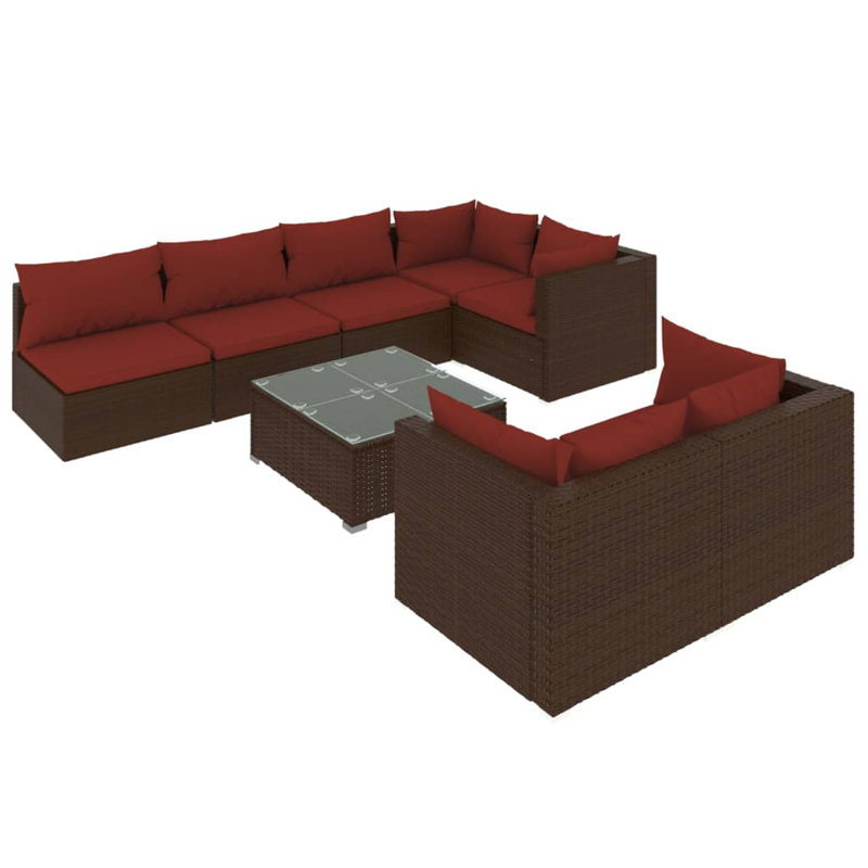 8 Piece Lounge Sofa Seating Group, Cinnamon red
