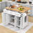 Rolling Kitchen Island Cart with Rubber Wood Drop Leaf, Storage Cabients and Soft Close Drawers-368164099
