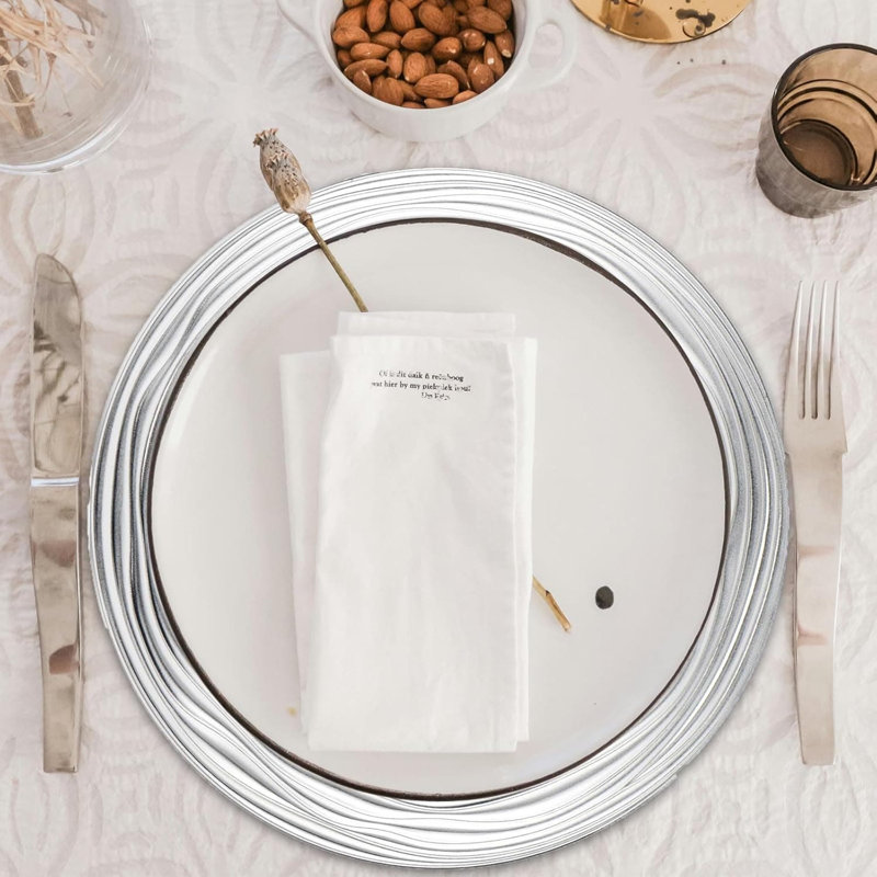 Striped Dinner Plate, Silver