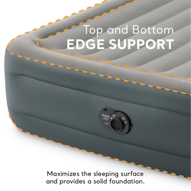 Queen Size Gray Raised Air Mattress with Built-in Pump