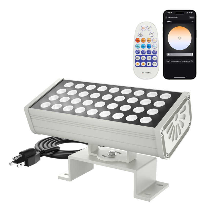 Wall Washer Light – Smart LED Landscape Spotlights with 6CCT Adjustable Color Temperature, Dimmable 1%-100%, Waterproof IP65, RF Remote & App Control, Timer Function, Easy Installation