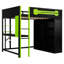 Structure de lit de style moderne, lit mezzanine en bois avec bureau, garde-robe ouverte et lumière RVB-84030233