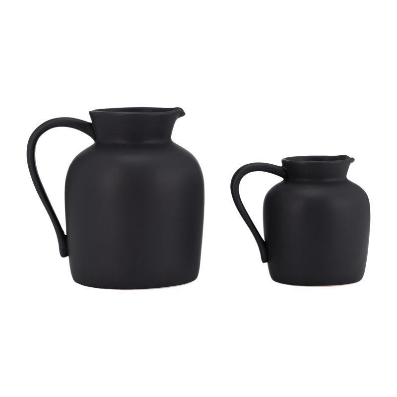  Vase pichet en céramique, Noir, H 5 po x l 6 po x P 4 po