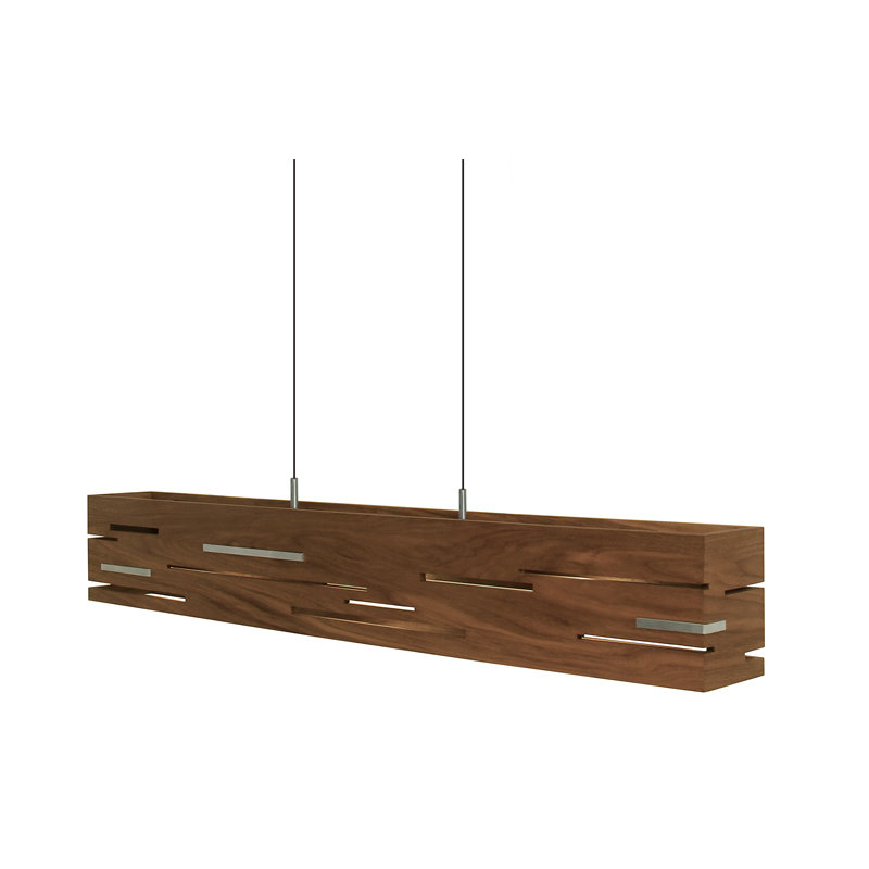Aeris Linear LED Pendant - 2700K, Brushed Aluminum, 7.5" H x 54" W x 5" D, Walnut