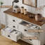Commode 6 tiroirs, commode double en bois avec poignées noires pour chambre à coucher, salon, couloir Sinta-812307942