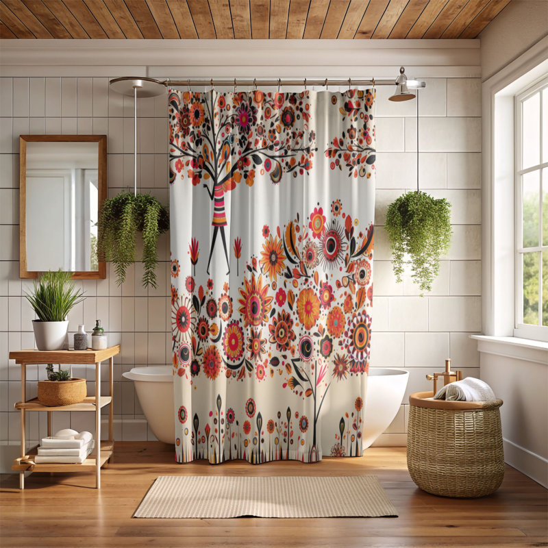 Brynnley Abstract Shower Curtain, 74"H x 71"W
