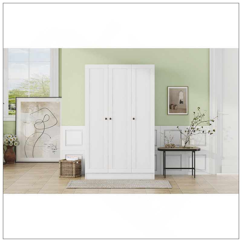 Armoire à 3 portes avec tablettes, Blanc