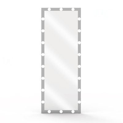 Hollywood Full Length Mirror With Lights Full Body Vanity Mirror With 3 Color Modes Lighted Standing Floor Mirror For Dressing Room Bedroom Wall Mounted Touch Control Silver 63"X24"