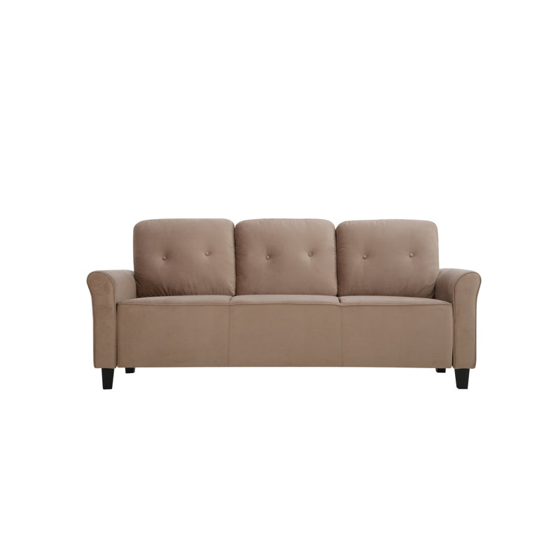Glasser 78.74'' Velvet Sofa, Brown