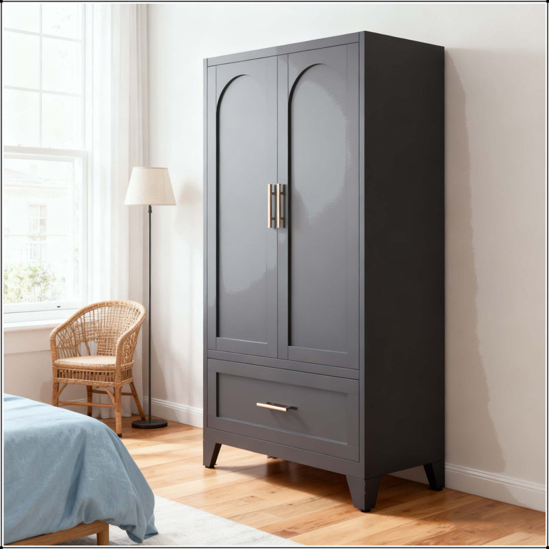 Armoire haute 60 po en métal avec 1 tiroir et tablette réglable
