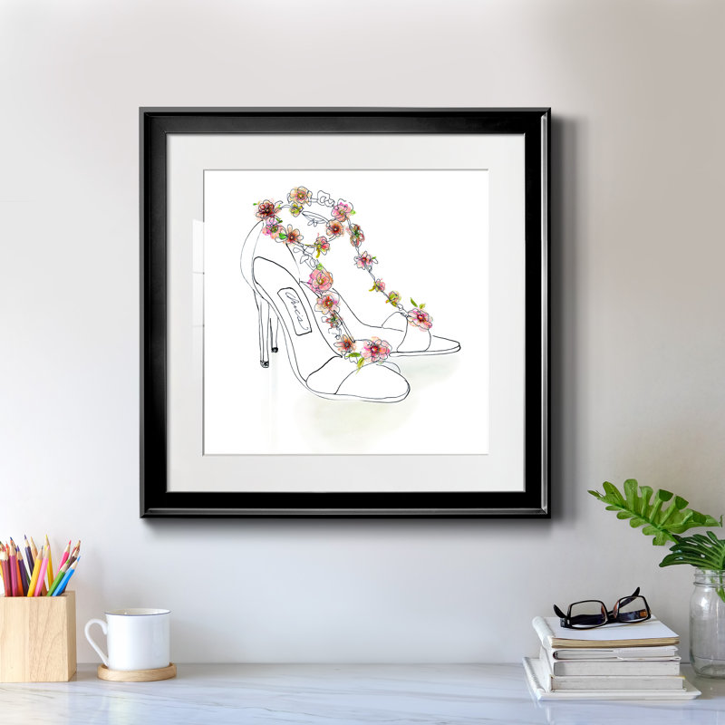 Chic Flower Heels - Peinture encadrée, Cadre noir, H 17,5 po x l 17,5 po x P 1,5 po