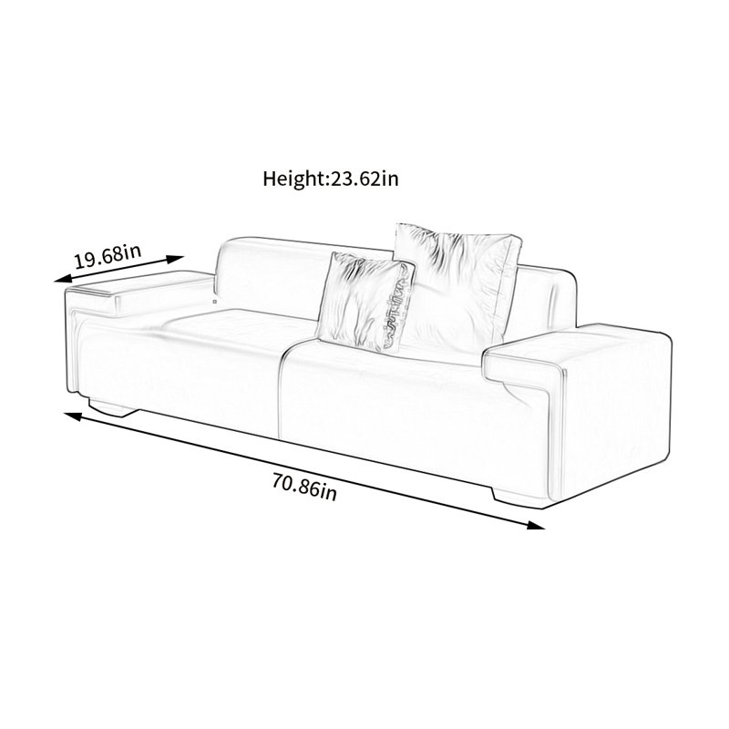 Banc rembourré en cuir, H 23,62 po x l 70,86 po x P 19,68 po, Orange