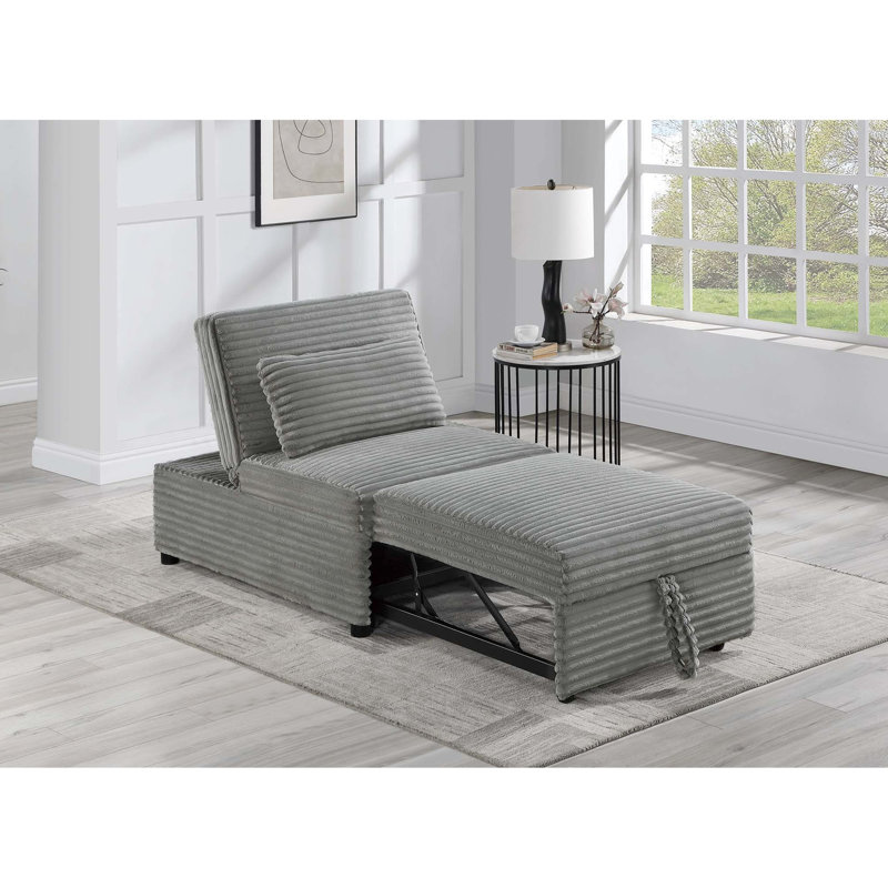 Lit convertible couleur fumée avec siège et coussin en velours côtelé fumée, Fumée