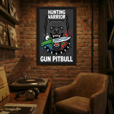 Art à la chasse aux animaux avec un fusil Pitbull