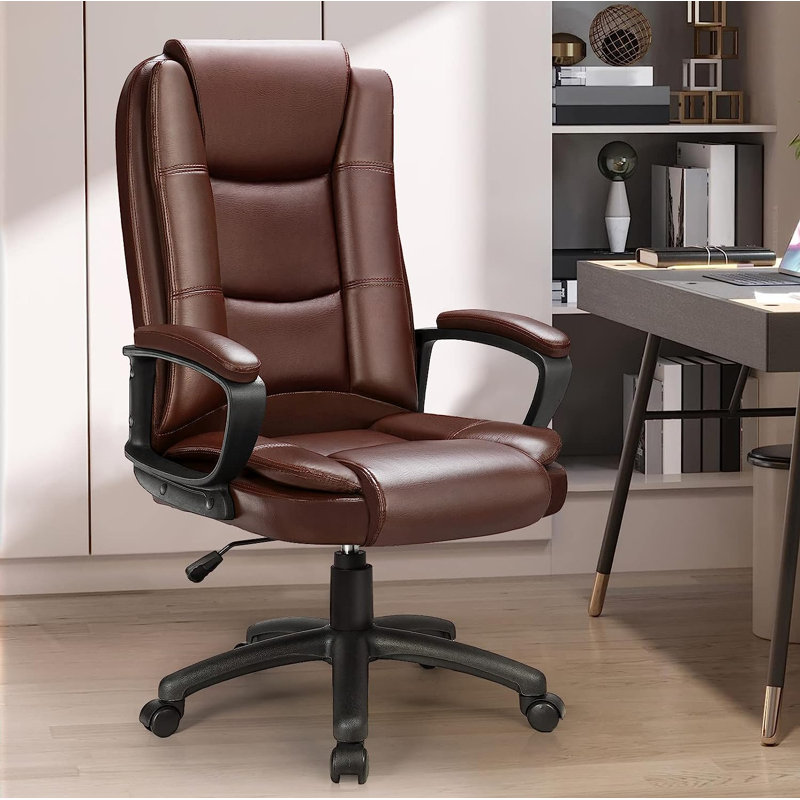 Home Office Chair, 400LBS Big and Tall Heavy Duty Design, Ergonomic High Back Lumbar Back Support, Black, Brown