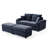 Corduroy Fabric Loveseat with Ottomans and Two Pillows-281212851