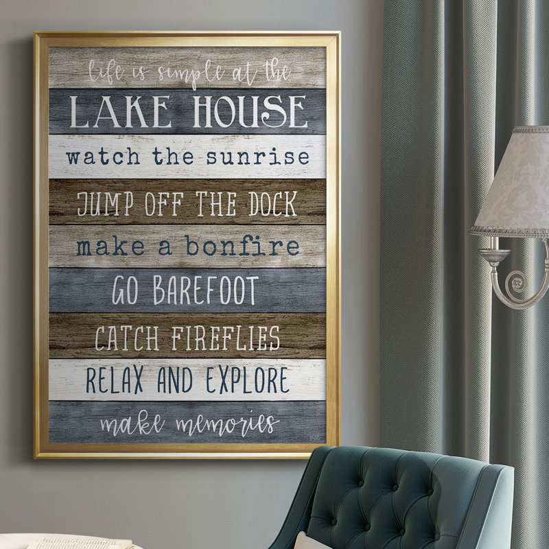 Simple Lake Rules - impression d'un seul cadre photo, Or, H 42,5 po x l 30,5 po x P 1 po