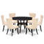 Cet ensemble de cuisine 7 pièces comprend une table de salle à manger et 6 chaises en tissu de polyester beige clair avec dossier capitonné - Noir sablé-1759196830-1759206545