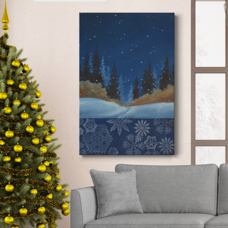 Toile tendue avec châssis Winter Sky Premium - prête à être accrochée, H 60 po x l 40 po x P 1 po