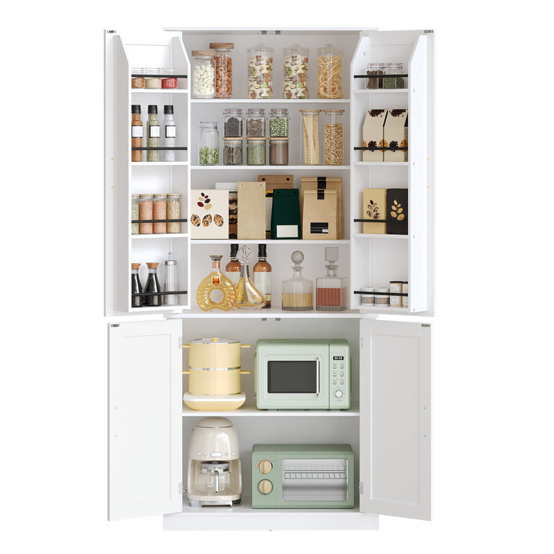 Armoire de rangement pour garde-manger de 69,7 po avec 8 tablettes réglables Rahn, Blanc