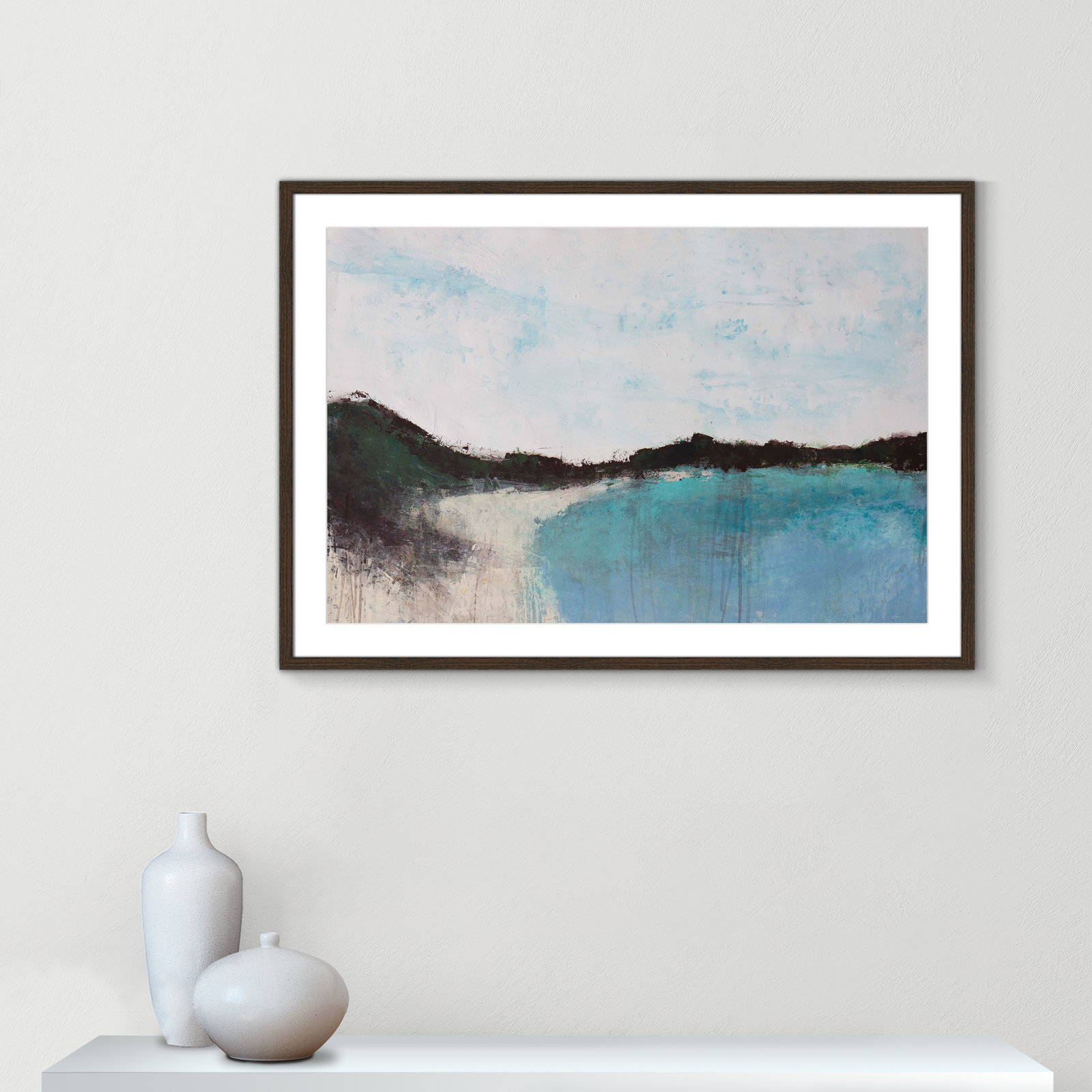 Mountainside Lakeview III Print, 29.5" H x 41.5" W x 0.75" D, Walnut Framed