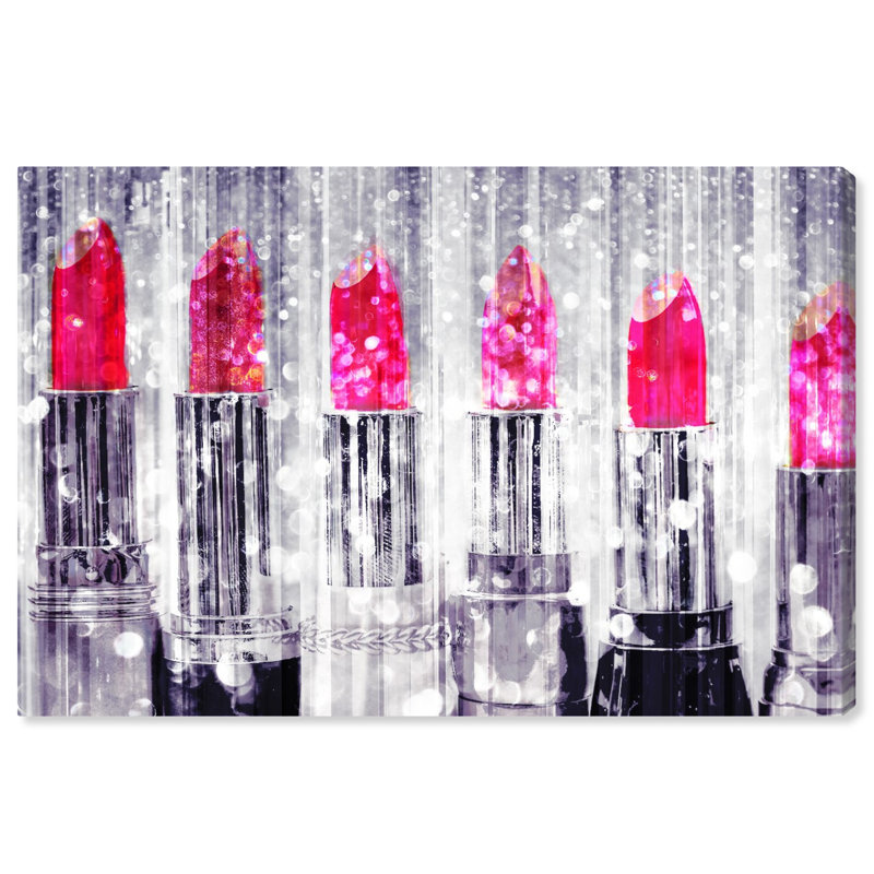 Collection de maquillage rouge à lèvres Fashion and Glam - impression sur toile, H 10 po x l 15 po, Toile tendue