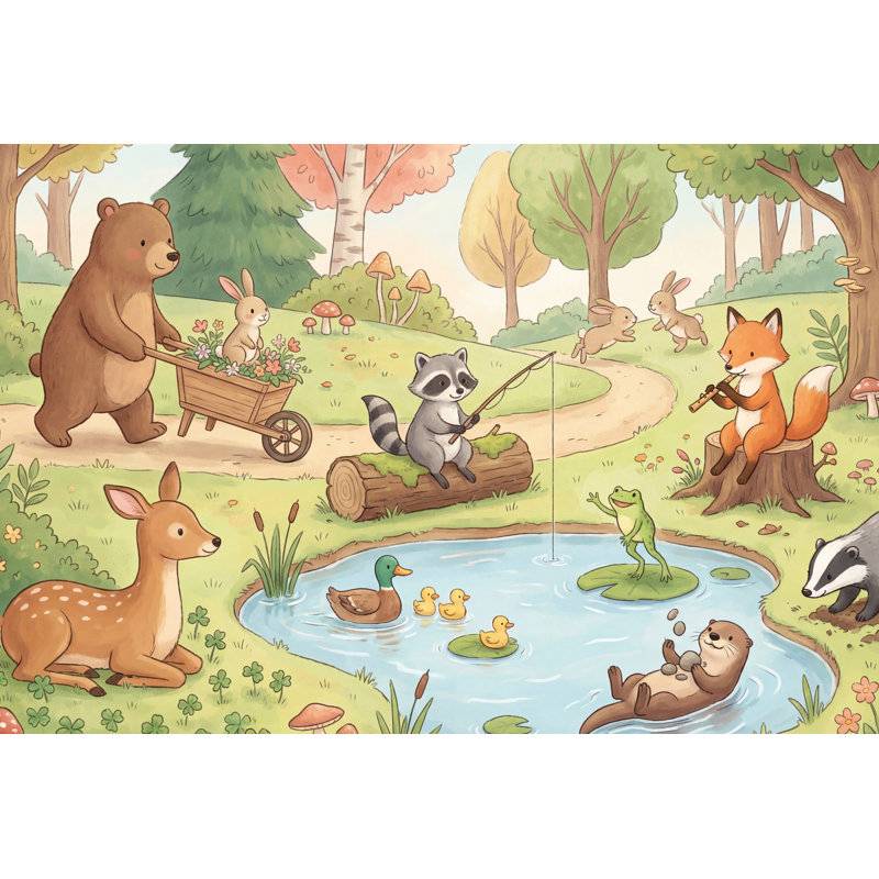 Papier peint nature animaux Woodland, 120"x96", Peler et coller
