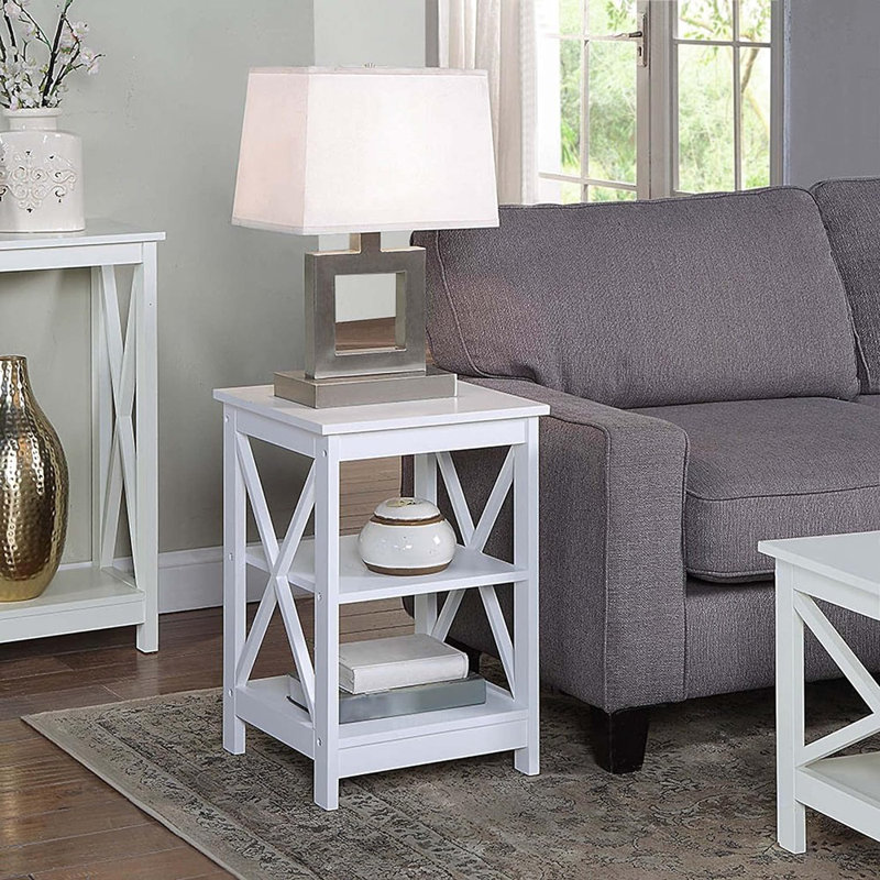 Darek End Table with Storage, White