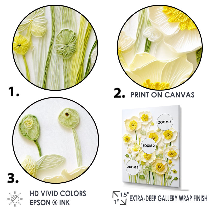 «Buttercups Minimalisme Dream I», Cadre naturel flottant, H 20 po x l 12 po x P 1 po