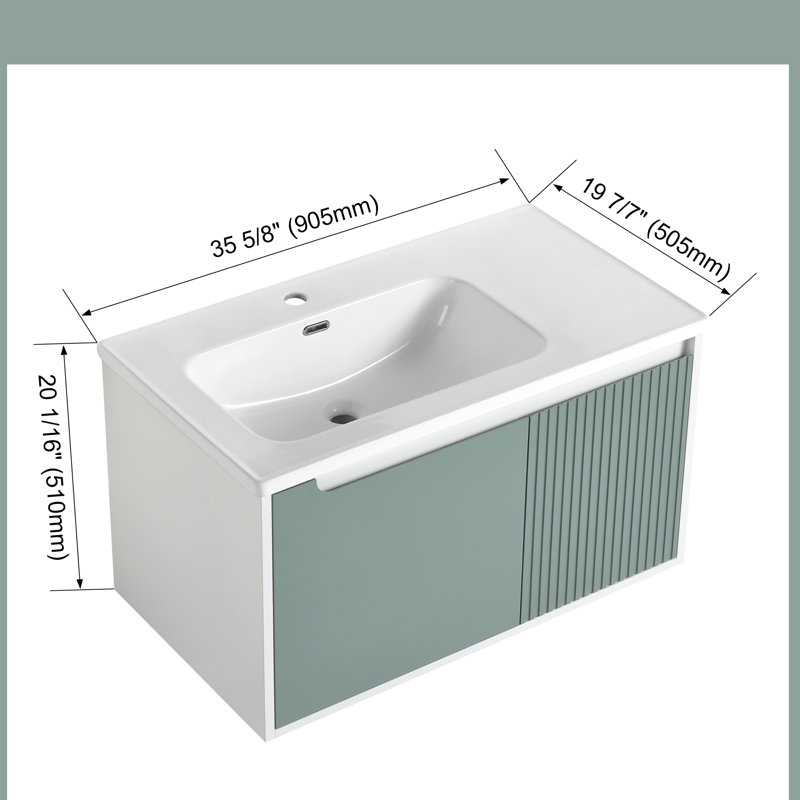 Meuble-lavabo simple 35,91 po avec plateau en céramique Oreanna
