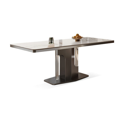 62.99" Rectangular Sintered Stone tabletop + Stainless Steel + Acrylic Dining Table