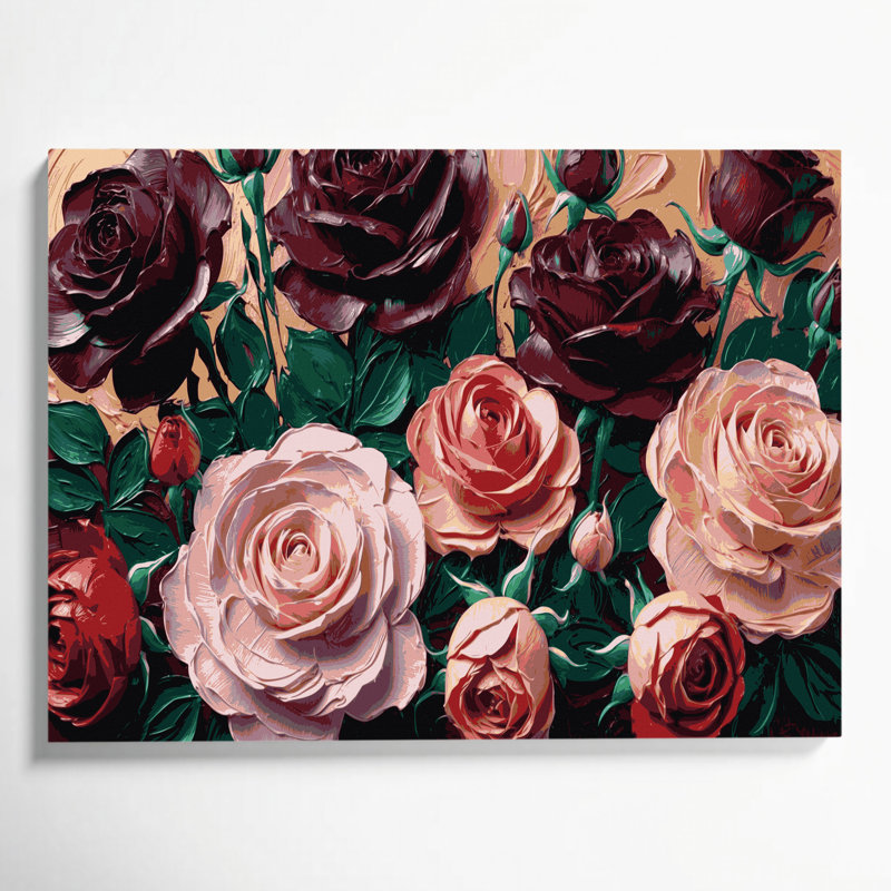 «Botanical Roses», art mural sur toile brune, H 11 po x l 14 po