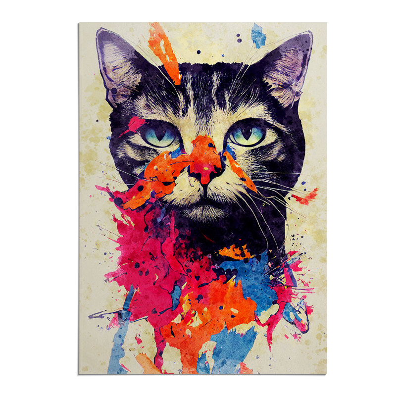 Catt Paint Splash No.6 - Wall Art, 59.4cm H x 42cm W, Paper, No Matte