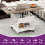 Petite table basse carrée à plateau relevable Farmhouse avec roues et compartiment de rangement pour le salon