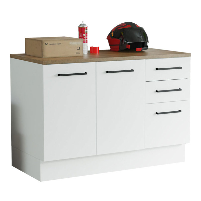 Armoire de garage robuste Hokku Designs 47 po x 33 po, 2 portes, 3 tiroirs - blanc
