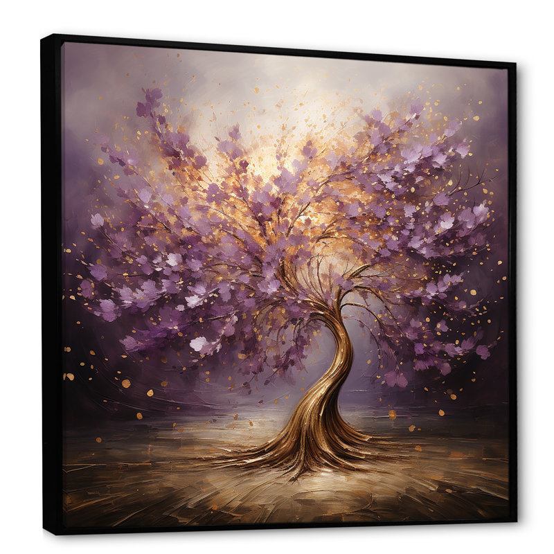 «Mauve Magictree Essence», art mural arbre, Noir, H 16 po x l 16 po