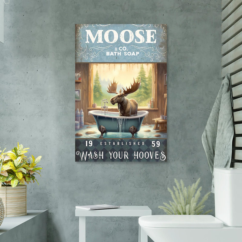 Moose Bath Soap 1 - 1 pièce, impression sur toile tendue, H 20 po x l 16 po x P 1,25 po
