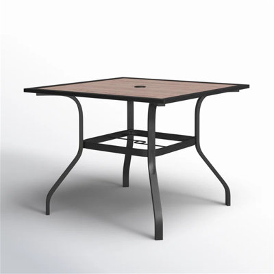 Square Metal Outdoor Dining Table With Umbrella Hole , 94cm cm W 94cm cm D