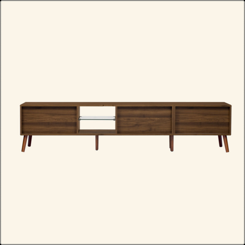 Meuble télé 78 po pour téléviseur 75/80/85 po, console avec amplement de rangement pour le salon, la chambre à coucher, centre de divertissement avec tablette ouverte