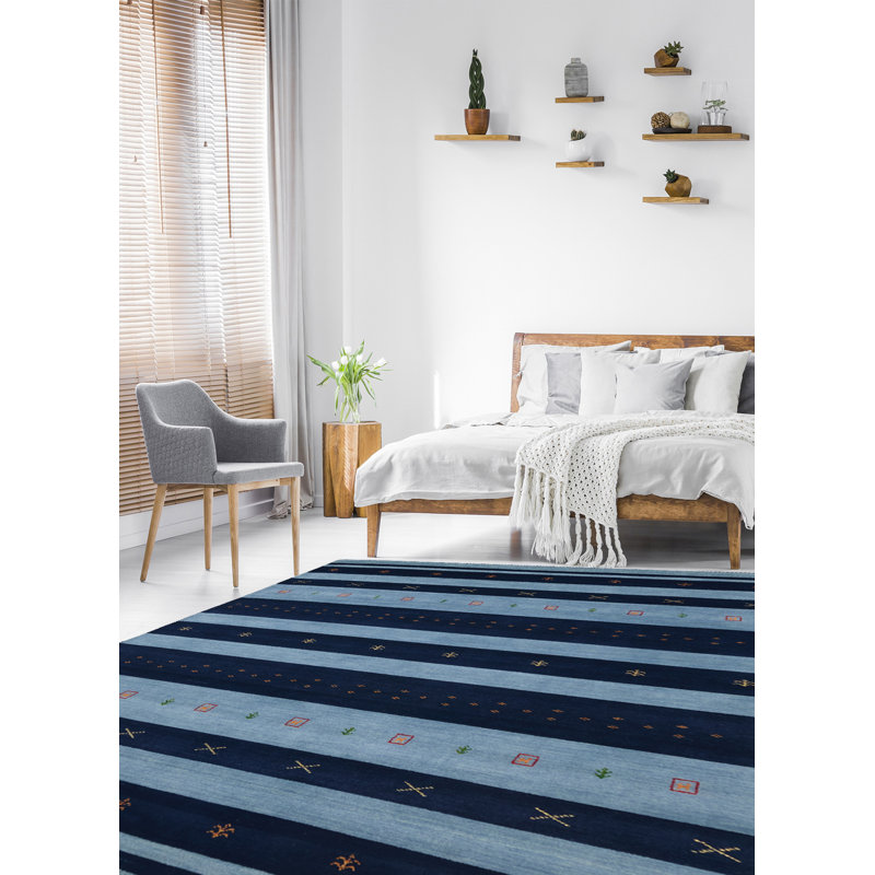Kashkuli Gabbeh Navy, Grey Rug 6'6" x 9'8"