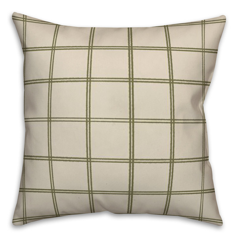 Checkered Throw Pillow, Cream/Green