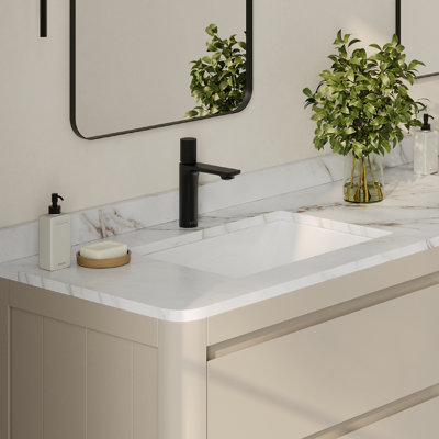 Lavabo de salle de bain rectangulaire encastré blanc avec drain escamotable l 21,25 po x P 14,5 po