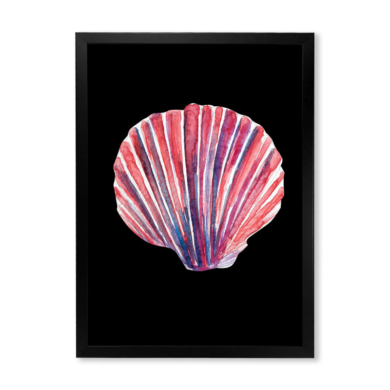 Coquillage sur fond noir - peinture, Toile avec cadre photo noir, H 20 po x l 12 po x P 1 po