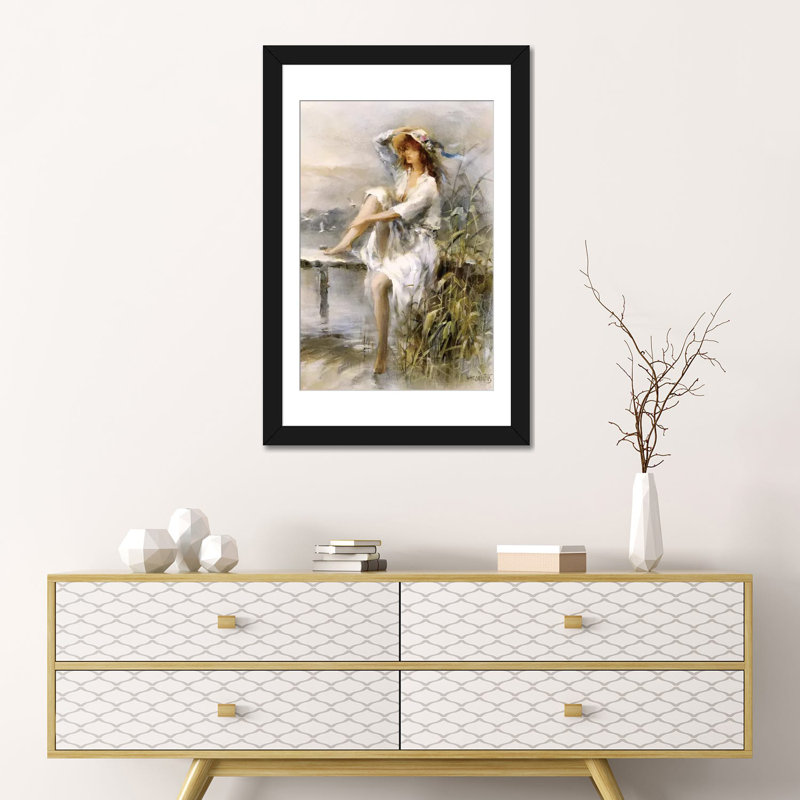 «Waterside» par willem haenraets - impression sur toile tendue, H 24 po x l 16 po x P 1 po, Papier d'art encadré noir, Blanc