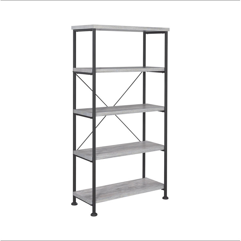 4-shelf Open Bookcase in Grey Driftwood, White
